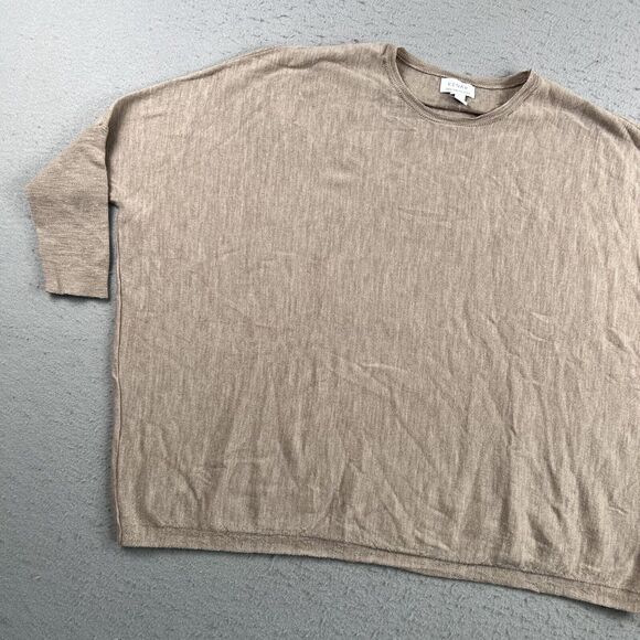 Kenar‎ Heathered Beige 100% Merino Wool Oversized Dolman Sleeve Sweater Small - Picture 6 of 16